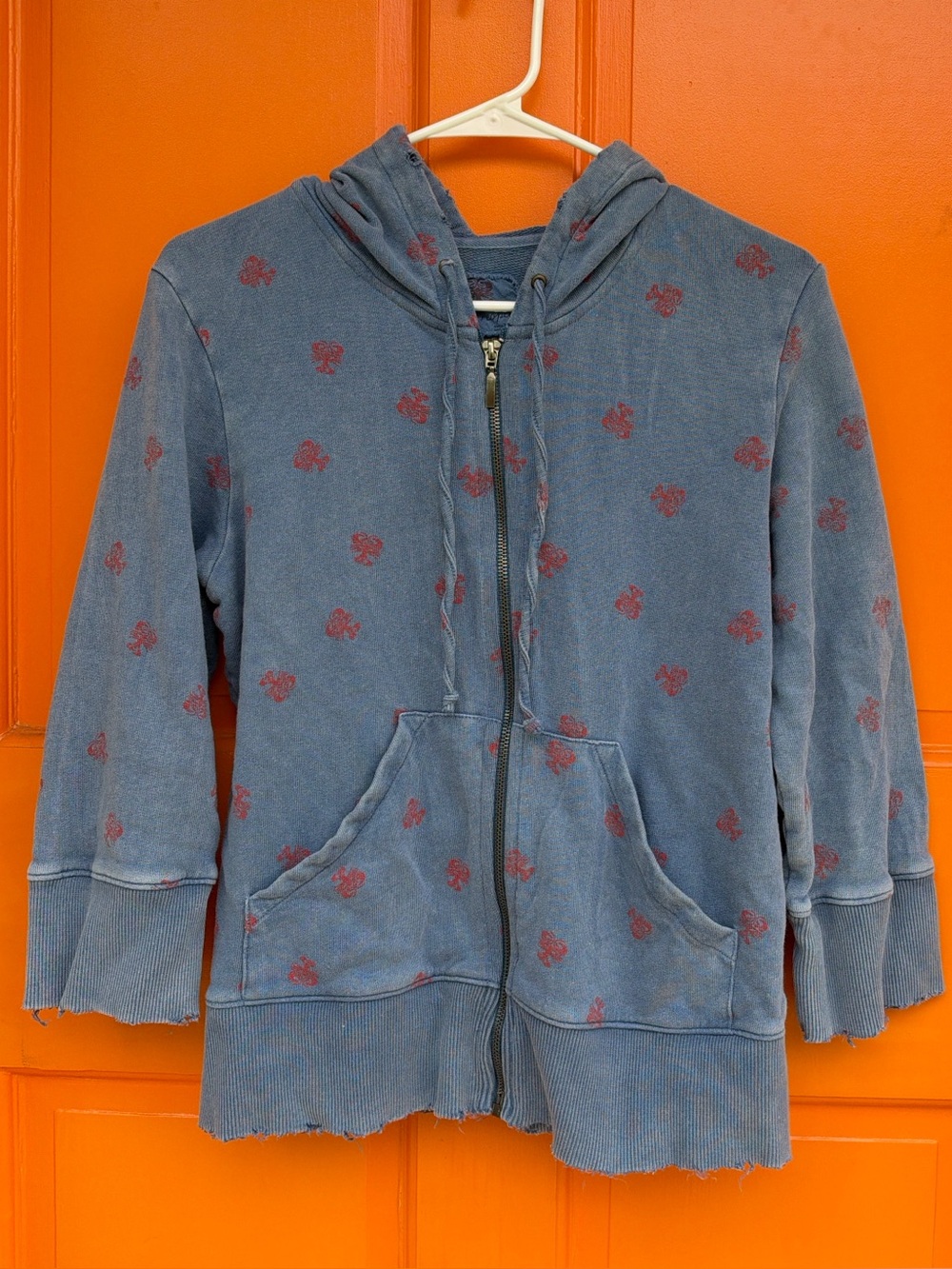 Vintage Free people lobster print Blue Zip-Up Hoodie